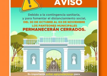 Estarán cerrados panteones este Día de Muertos