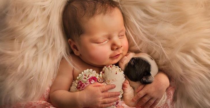 Adorables fotografías de bebés posando con animalitos