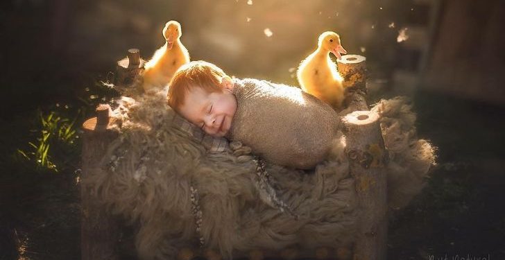 Adorables fotografías de bebés posando con animalitos