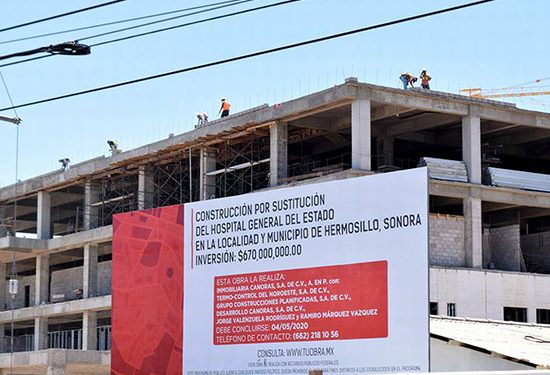 Sonora contará con 700 mdp para concluir y equipar nuevo Hospital General de Hermosillo