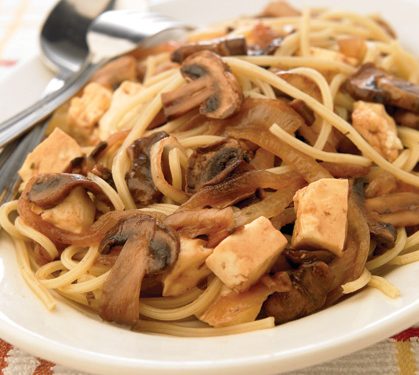 Espagueti y chamiñones al jerez