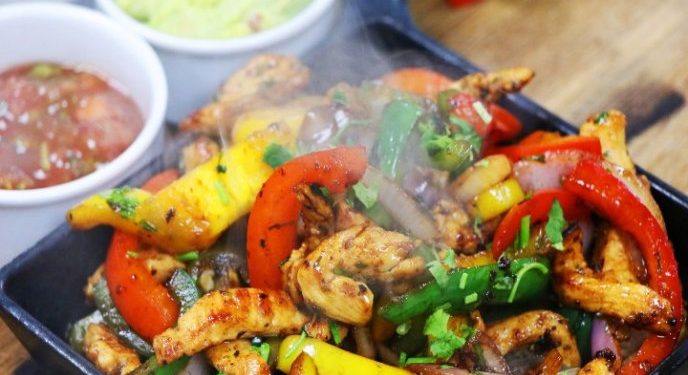 Fajitas de pavo con verduras (bajo en grasa)