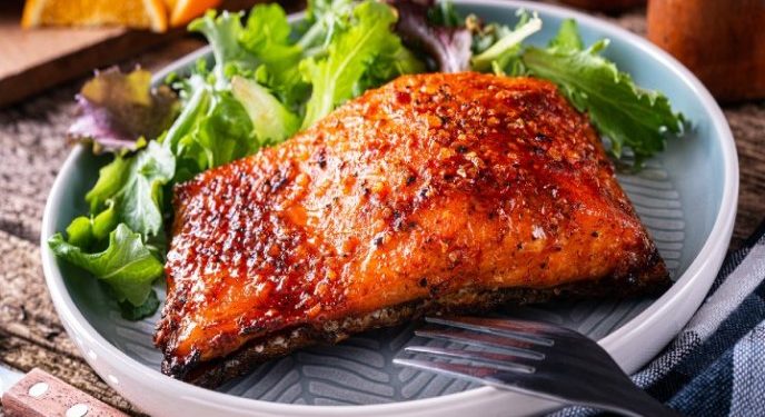 Salmón agridulce a la naranja con jengibre