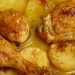 Pollo al horno con patatas y cebolla