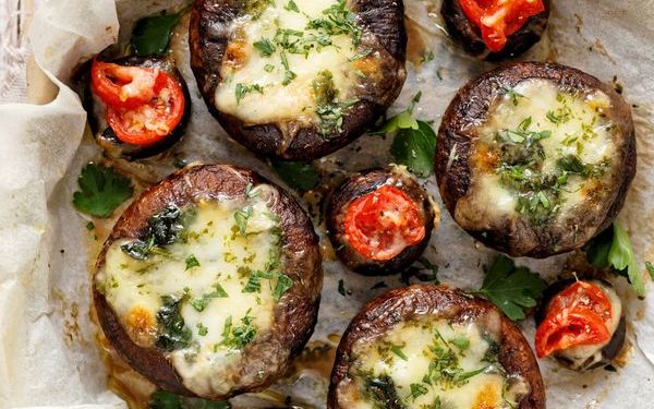 Portobello Relleno de Espinaca al Pesto
