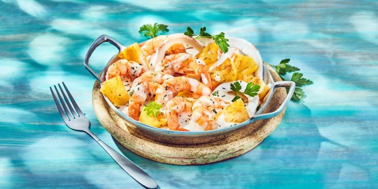 Camarones en salsa de coco