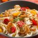 Pasta con camarones a las finas hierbas