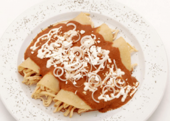 Enfrijoladas rellenas de pollo