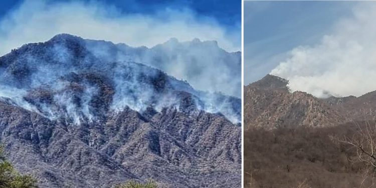 Continúa incendio en la Sierra de Álamos