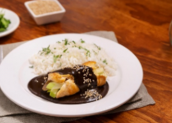 Rollo de pechuga con mole