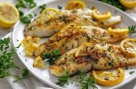 Pescado a la plancha con limón y ajo