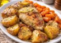 Pollo al limón con verduras al horno