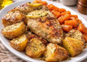 Pollo al limón con verduras al horno